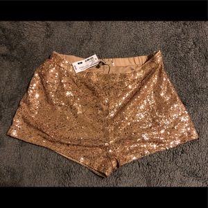 Foreign Exchange gold sequined shorts
